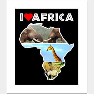 I Love Africa Wildlife Collage Map Posters and Art